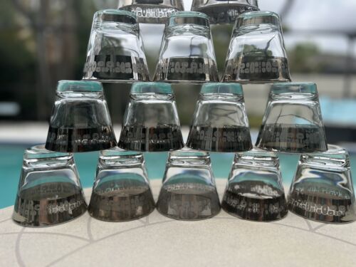 VTG Atomic MCM Rocks Glass 14 Pc Lot Silver Band Canonsburg Temporama Lowball - Picture 4 of 11