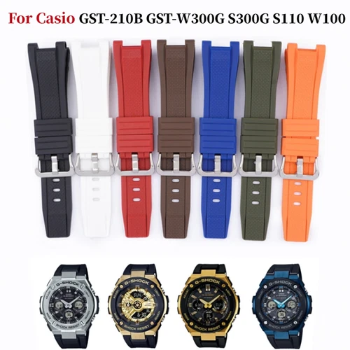 Silicone Watch Band For Casio G-SHOCK GST-210B GST-410 GST-W300G S300G S110 W100 - Picture 2 of 40