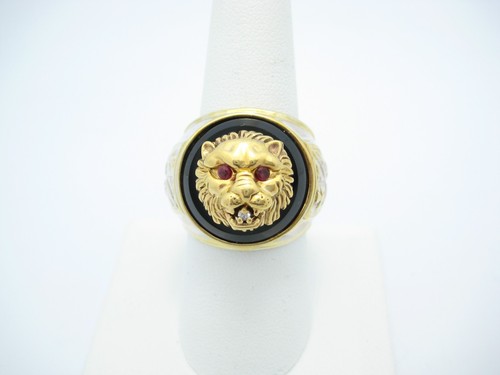 Sterling Silver The Noble Collection Black Onyx Lion Head TNC 925 Ring Size 9