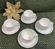 Villeroy & Boch White Adriana Stackable Cup & Saucer Vitro Porcelain Set Of 4