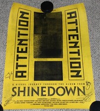 SHINEDOWN BAND SIGNED AUTOGRAPHED ATTENTION YELLOW 18x24 MOVIE POSTER w/COA X4 SHINEDOWN BAND SIGNED AUTOGRAPHED ATTENTION YELLOW 18x24 MOVIE POSTER w/COA X4