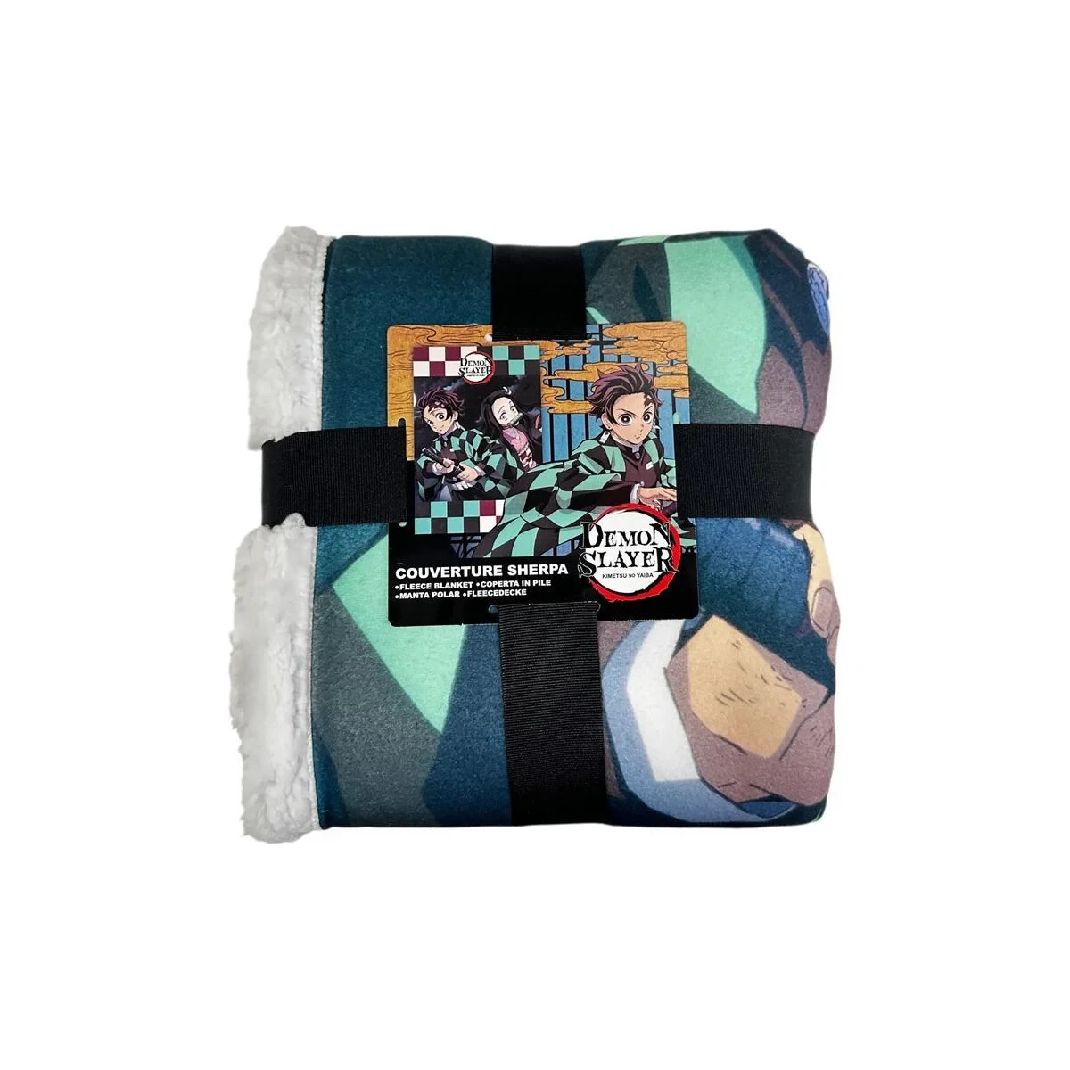 Plaid Sherpa Demon Slayer Tanjiro et Nezuko 100x150cm pour lit enfant