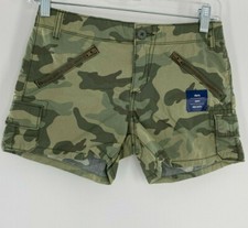 Old Navy Shorts Everyday Slit Pockets Camouflage Green Adjustable Waist Girl 12