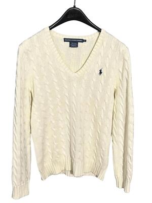Polo Ralph Lauren Women's (L) Light Cream Cable-Knit 100