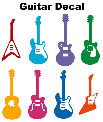 Guitar Decal Acoustic Electric, Car, Sticker, Window, Laptop, Phone, stratocaste - Picture 2 of 6