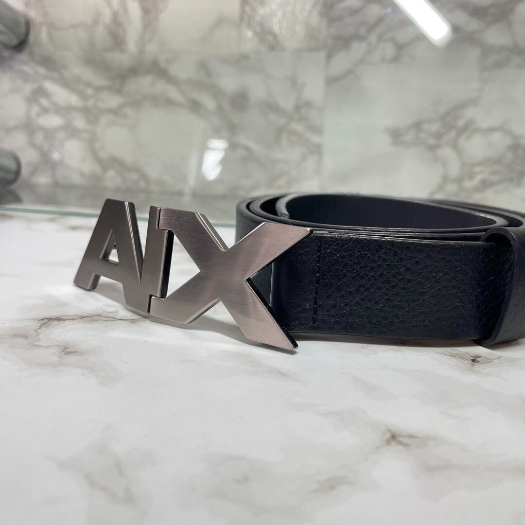 Armani Exchange Black Belt with Silver Buckle s-l400.jpg main image 2
