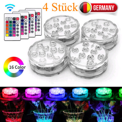 4pcs RGB Submersible LED Underwater Light Fish Tank Pond Spa Swimming Pool Lamp