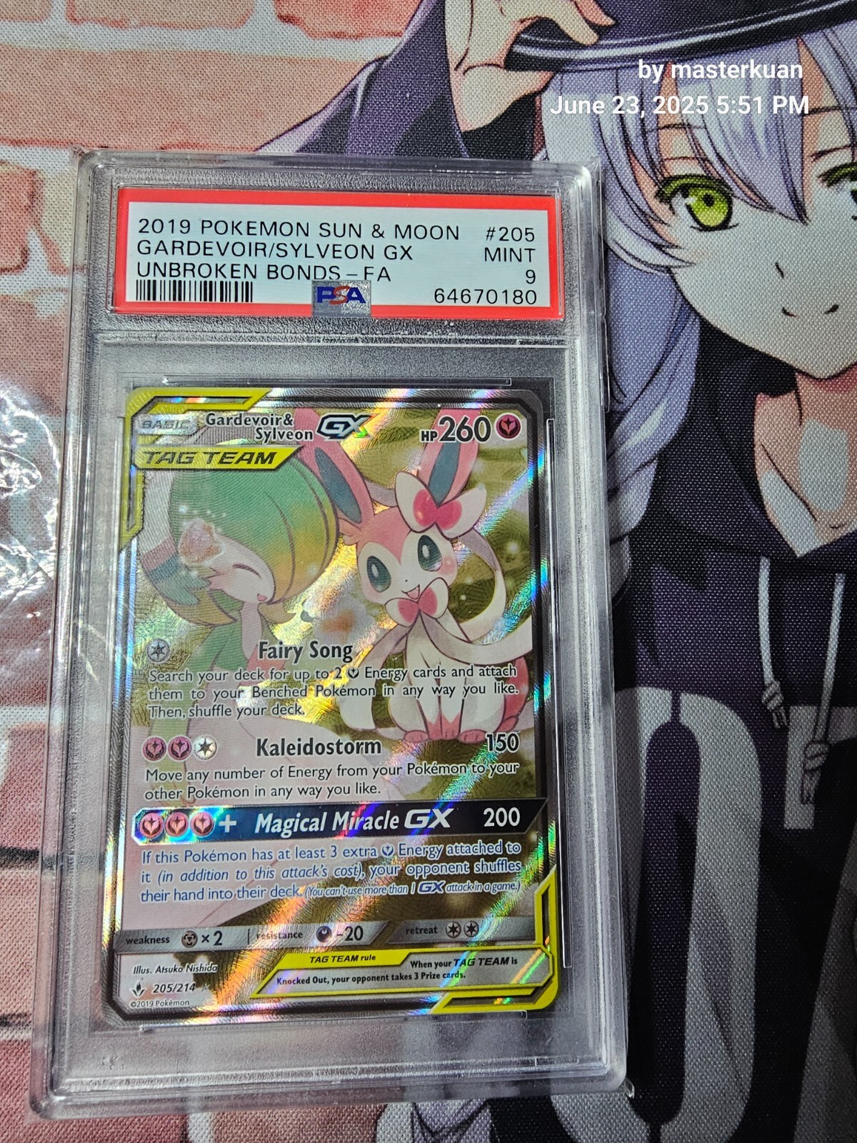 PSA 9 2019 Pokemon Sun & Moon Unbroken Bonds Gardevoir & Sylveon GX 205
