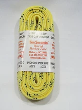 10 Seconds Waxed Hockey Laces Flat 120" Yellow w/ Navy Chips Molded Tips NEW