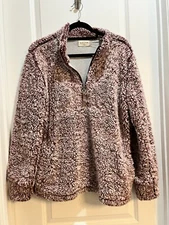 Vintage Weatherproof Soft Burgundy Half Zip Soft Furry Pullover Jacket Womens L
