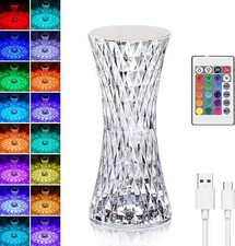 Table Lamp Crystal Night Light Touch Control USB Rechargeable Bedside Lamp Decor