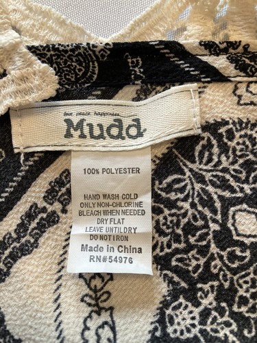 Mudd Beach Cover up Black Cream Dress Hippie Festival Small/medium - Picture 5 of 9