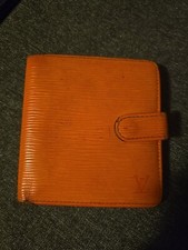 Authentic Louis Vuitton Portes Billets Bifold Wallet Orange Epi Leather
