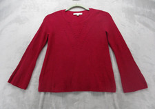 LOFT Bell Sleeve Sweater Women's Small Dark Red Cotton Viscose Nylon Blend