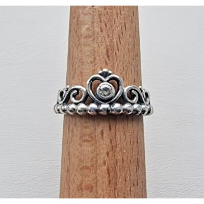 Pandora Vintage 925 Sterling Silver Topaz Royal Crown Band Ring