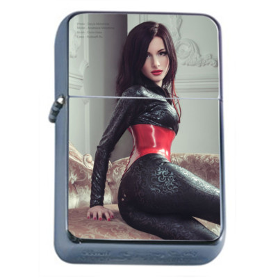 Georgia Atlanta Pin Up Girls D8 Flip Top Oil Lighter Wind Resistant 