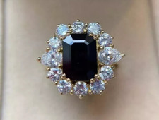 3.50Ct Emerald Cut Lab-Created Black Onyx Engagement Ring 14K Yellow Gold Plated