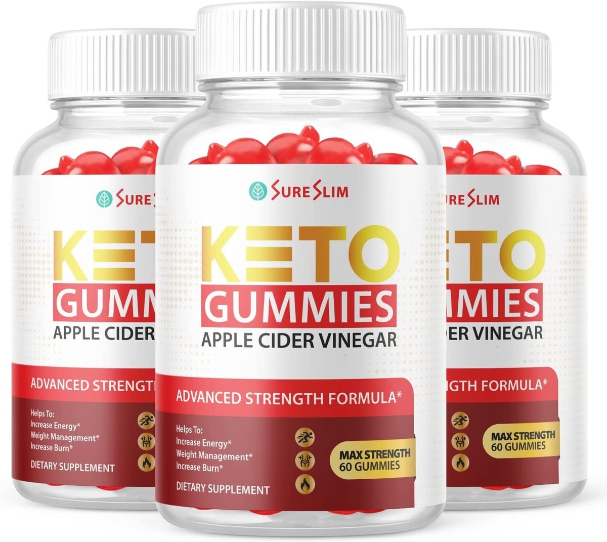 3 Pack-Sure Slim Keto ACV Gummies, Vegan, Weight Loss