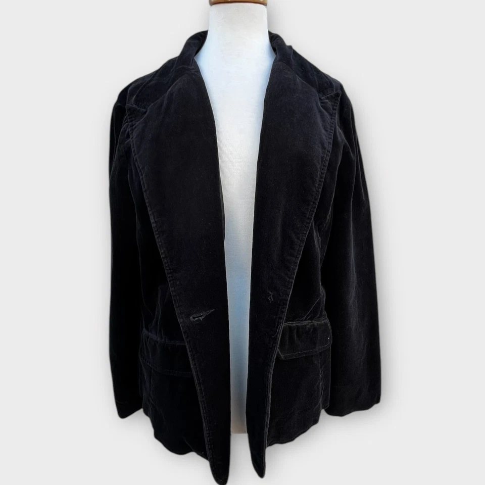 Chaqueta Blazer Y2K Hillard & Hanson Pana Mujer Talla XL Negra Acanalada Carrera Foto 3 de 4