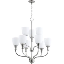 Quorum Richmond 9 Light 26' Chandelier, Satin Nickel - 6811-9-65