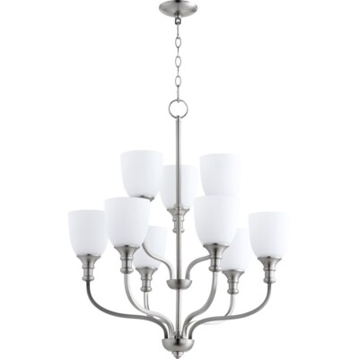 Quorum Richmond 9 Light 26' Chandelier, Satin Nickel - 6811-9-65