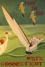 Sailing Mystic Connecticut Enjoy The Ride Sailboat Vintage Poster Repro FREE S/H