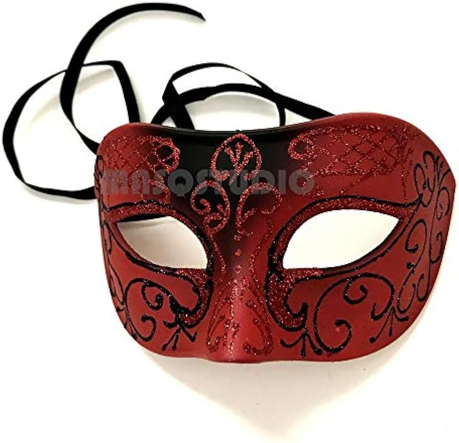 Red Lace Couple Masquerade Ball Mask Pair for Christmas New Year dress up Party - Изображение 4 из 4