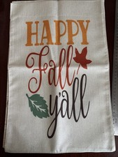 Garden Flag - Happy Fall Y all Leaves Pumpkins - 18" X 11.5 - New