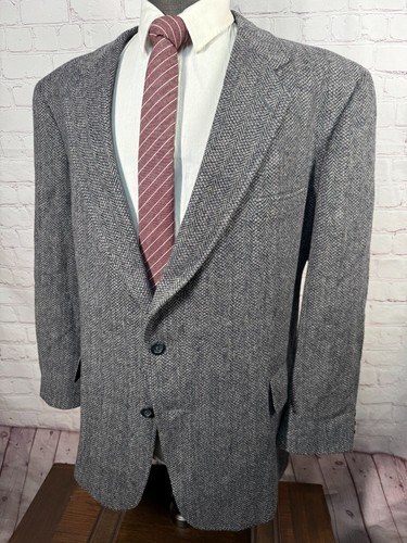 KUPPENHEIMER Mens Cadet Gray HERRINGBONE TWEED Wool Sport Coat Blazer Jacket 48R - Picture 2 of 9
