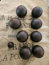 Antique Georgian 19thC Ironwood Wood Bocce Bowling Set 8 Balls & Jack Old Estate