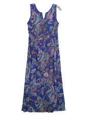 Talbots Maxi Sundress Dress Womens 8 Purple Paisley Sleeveless Colorful Coastal
