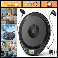 Portable CD Player with Headphones, Anti-Skip Shockproof, LCD Display, AUX Cable