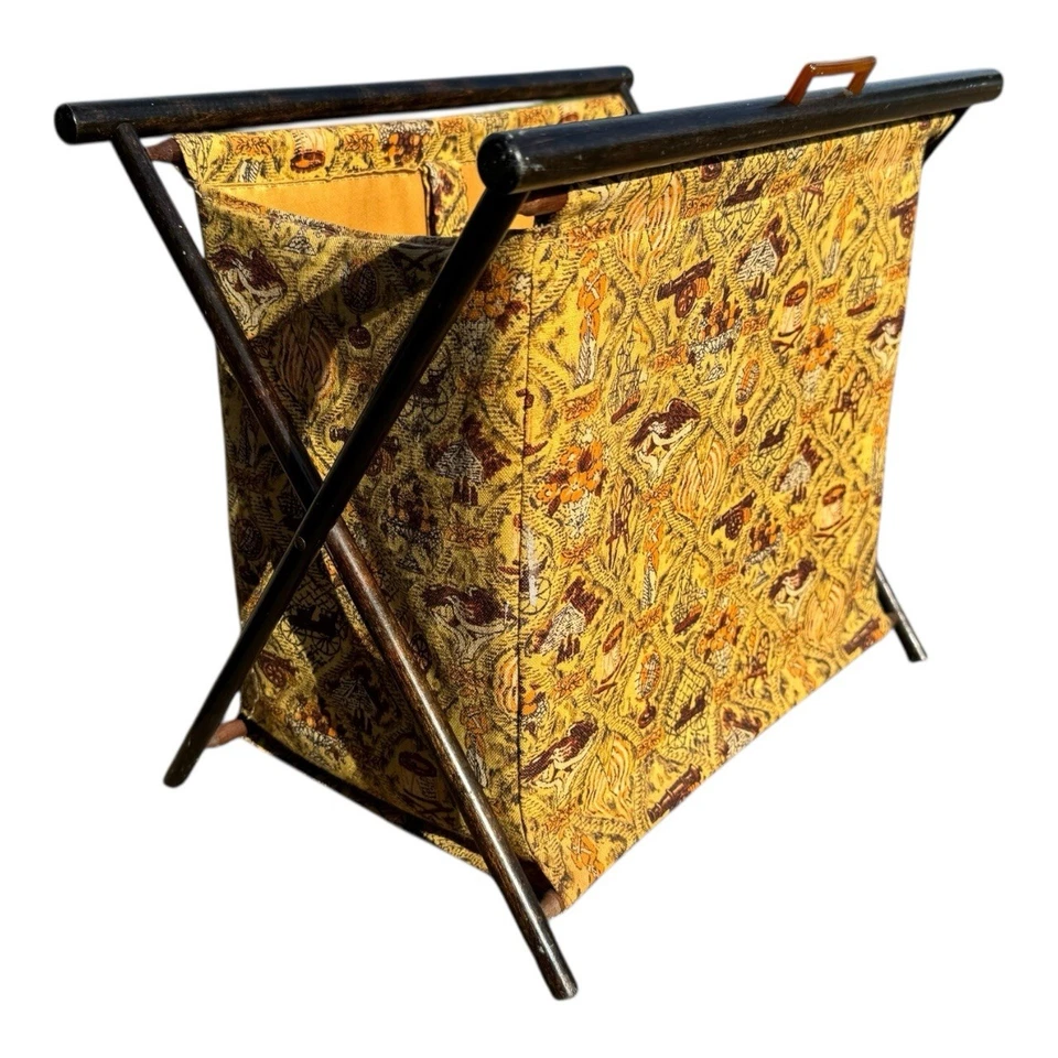 Carrito plegable vintage de los años 70 para tejer/artesanía en tela americana temprana Foto 4 de 4