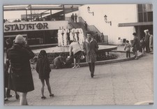 Cottbus - Streetlife at the City Gate Restaurant Fountain - Old Photo