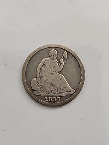 1837 No Stars Small Date H10C Seated Liberty Half Dime in Fair Condition