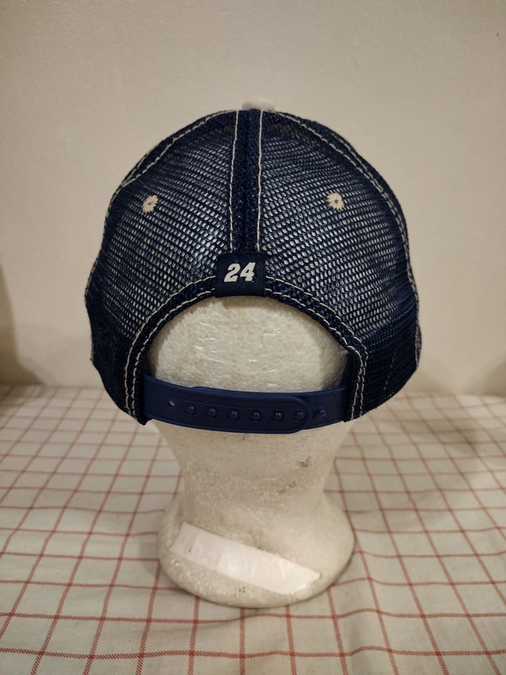 Gorra de camionero Du Pont Motorsports azul blanco para hombre malla bordada ajustable Foto 4 de 4