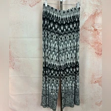 ONE WORLD boho global wide leg palazzao pants size M black white casual stretch