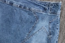 Vintage 90s Denim Mini Skirt Faded Grunge Wash Women 12 32x20 Stretch