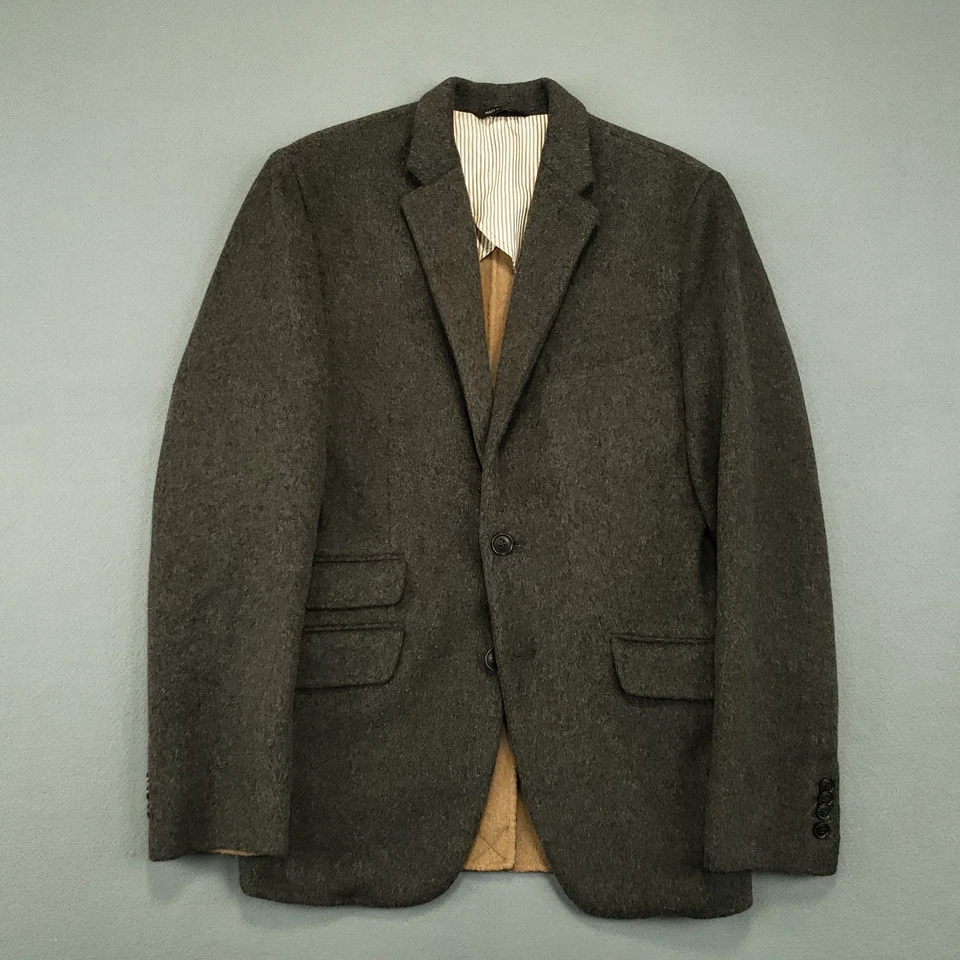 Banana Republic Tweed Blazer Mens 38R Slim Fit Gray Wool Nylon Gray Surgeon Cuff - Image 2 of 4