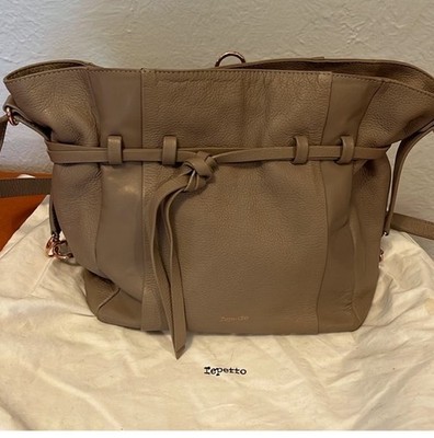Repetto Pebbled Leather Purse Grey/brown