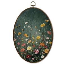 BNHJKFQZ Vintage Wildflower Floral Oval Wall Art Decor Framed 8.7 x 11.4