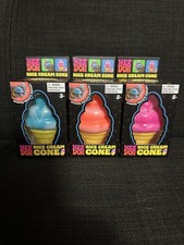 NeeDoh Nice Cream Cone Set of 3 Blue Orange Pink Schylling Squishy Fidget Lot