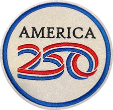America 250 Embroidered Iron-on Patch - Multiple Sizes Available - Made in USA
