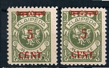 MEMEL 1923 (kwiecień) litewski def nadruk - Michel 174 I & 174 Ie (Me#50)