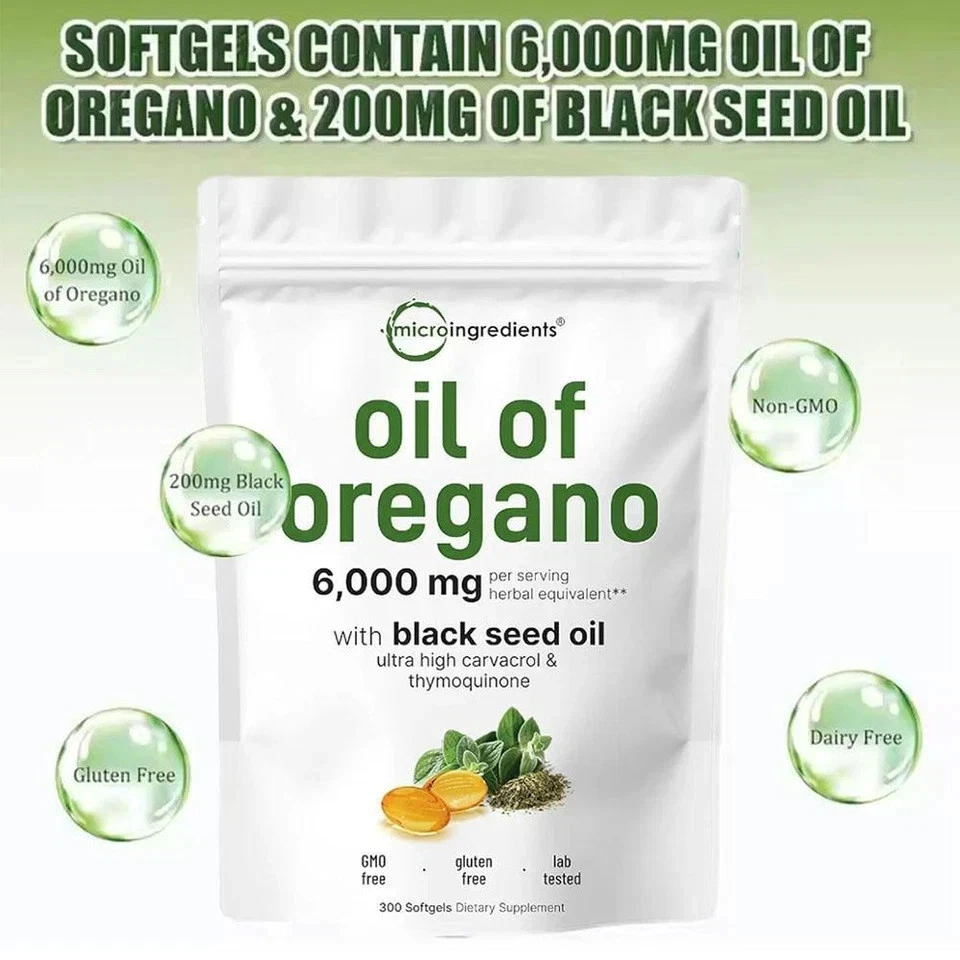 3Pack Micro Ingredients Oil of Oregano Softgels 6000mg Per Serving, 300 Count - Image 3 of 4