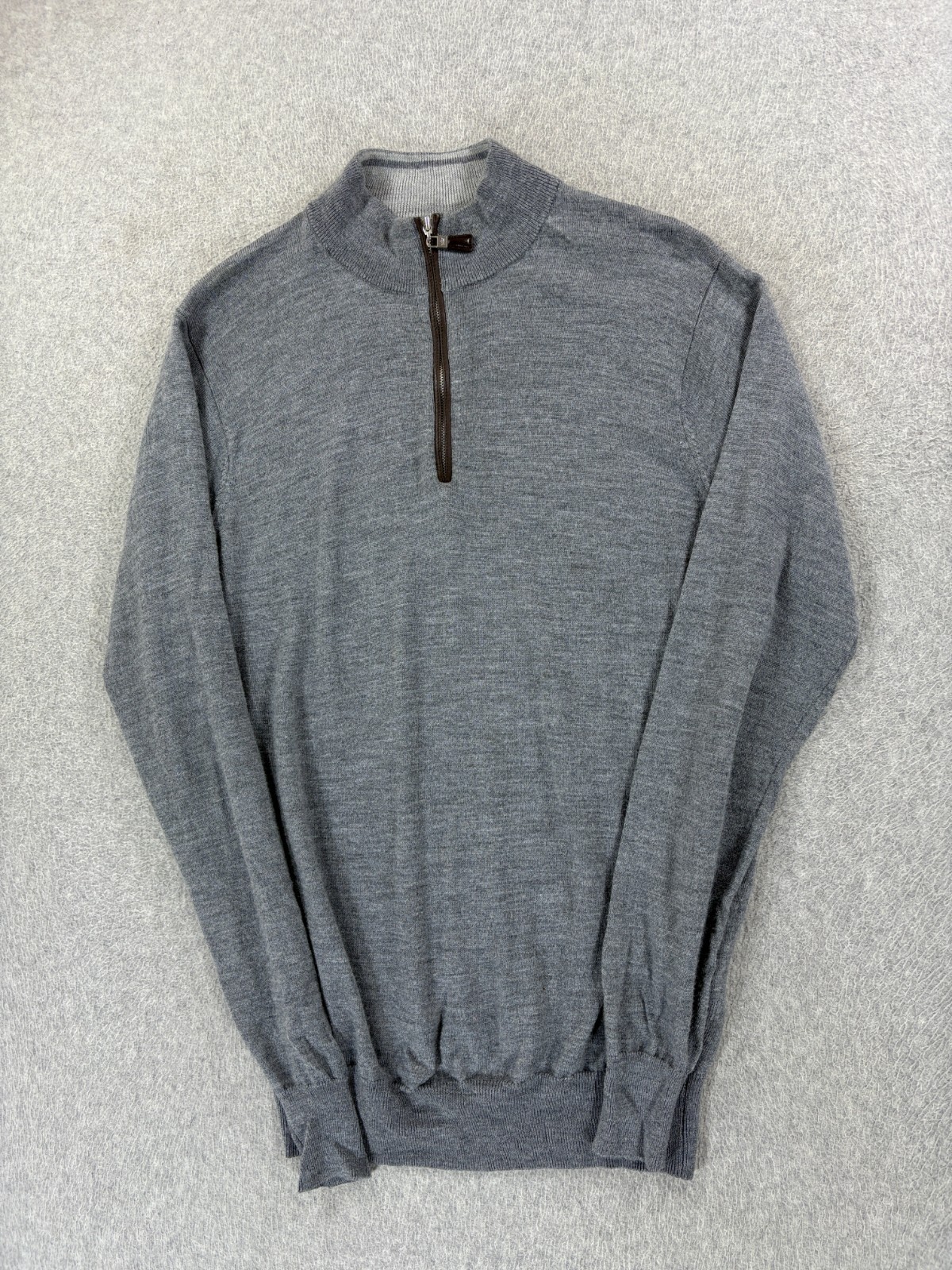 Peter Millar Merino Wool Silk Blend 1/4 Zip Pullover Sweater (Men's Small) Gray