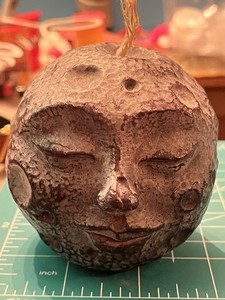 Sleeping Moon Face Candle Vintage hand made