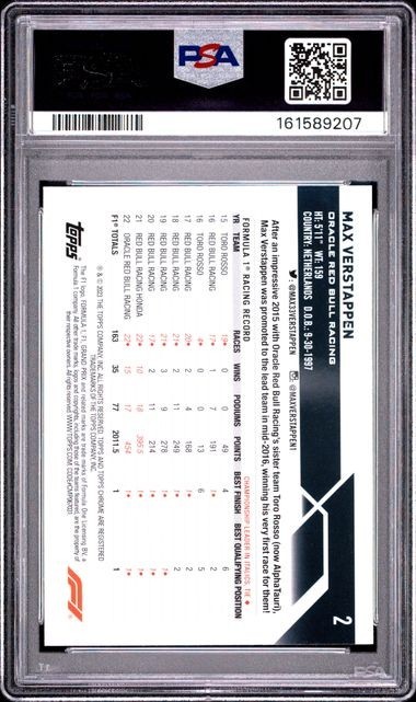 Max Verstappen 2023 Topps Chrome F1 SAPPHIRE EDITION #2 PSA 10 GEM MT view 2