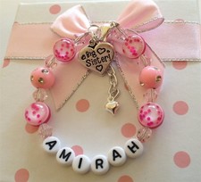 Personalised choose ANY NAME, colour girls big sister daughter bracelet EID gift
