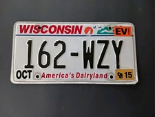 2015 Electric Vehicle EV HYBRID Wisconsin License Plate 162 - WZY